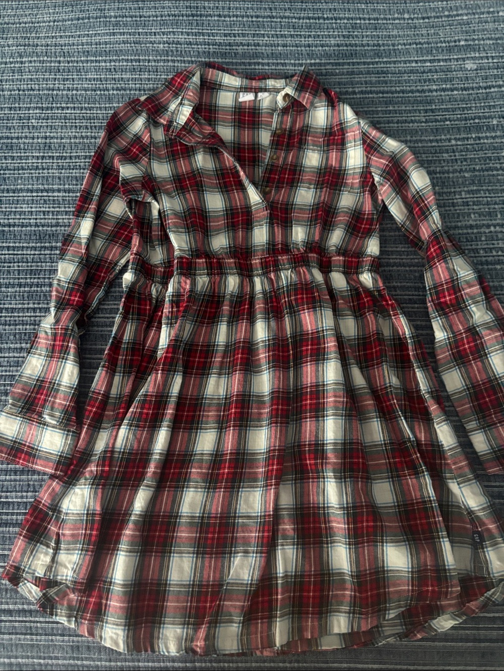 GAP Red and White Plaid Long-Sleeve Girls Dress
